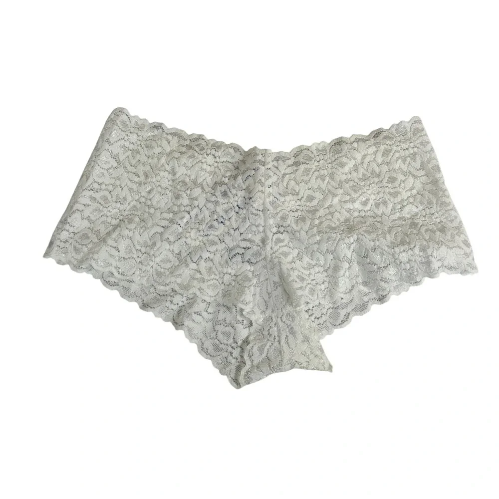 Zuliana VTG White Floral Lace Boyshort Panties Size L NWT Made in Brazil‎ New
